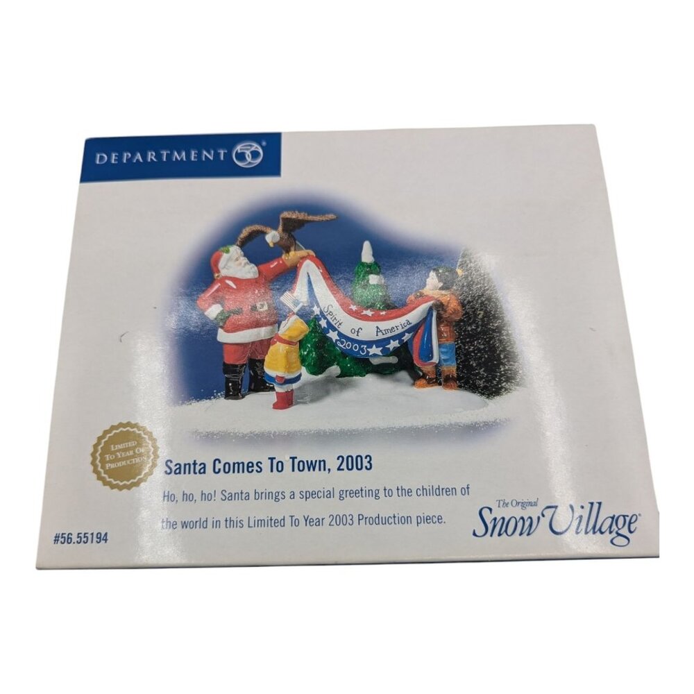 Dept 56 Snow Village Santa Comes to Town 2003 Spirit of America Banner Eagle Box
